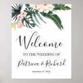 Bloemen Tropische Bestemming Bruiloft Welkomstbord Poster (Voorkant)