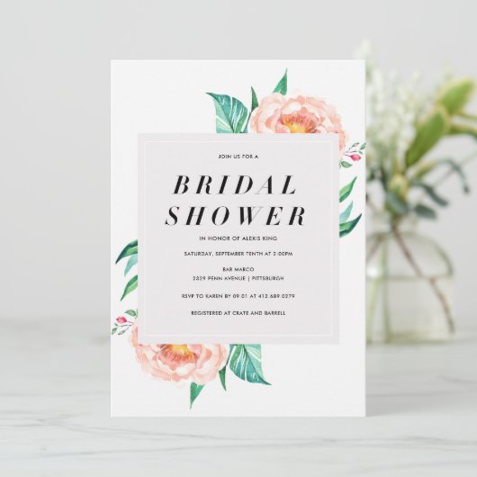 Bloemen Tropische Bruids Douche Uitnodiging (Staand voorkant)