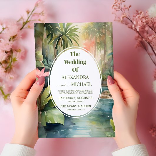 Bloemen Tropische bruiloft Kaart