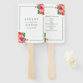 Bloemen Tropische Hibiscus Palmen Trouwprogramma Handwaaier (Voorkant en achterkant)