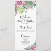 Bloemen Tropische Huwelijksceremonie Programmakaart (Voorkant)