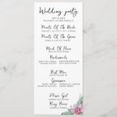 Bloemen Tropische Huwelijksceremonie Programmakaart (Achterkant)