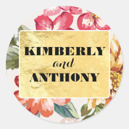 Bloemen tropische strand bestemming bruiloft ronde sticker