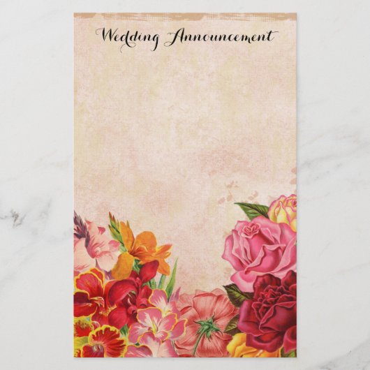 Bloemen Trouwaankondiging Scrapbook Briefpapier (Voorkant)