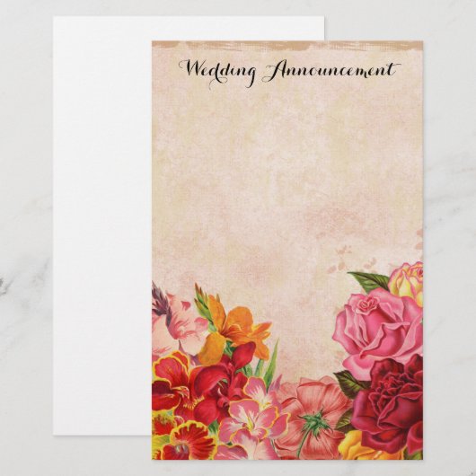 Bloemen Trouwaankondiging Scrapbook Briefpapier (Voorkant / Achterkant)