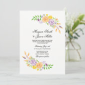 Bloemen Trouwbloemen Paarse perzik Uitnodigingen (Staand voorkant)