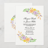 Bloemen Trouwbloemen Paarse perzik Uitnodigingen (Voorkant / Achterkant)