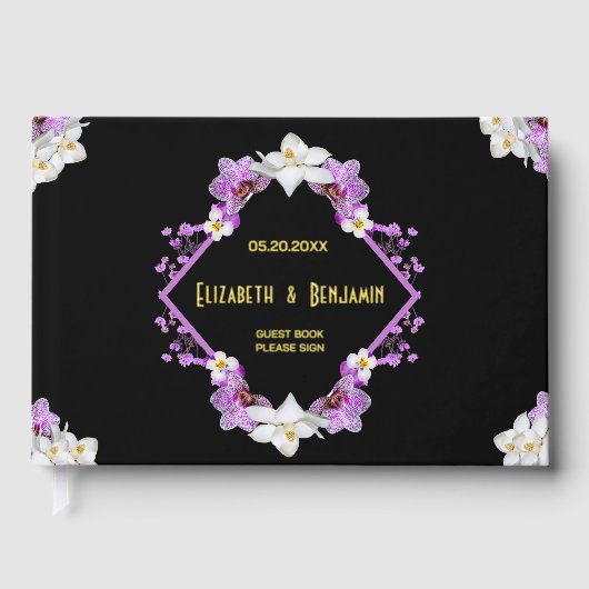Bloemen Trouwbloemen Waterverf Goud Custom Gastenboek (Voorkant)