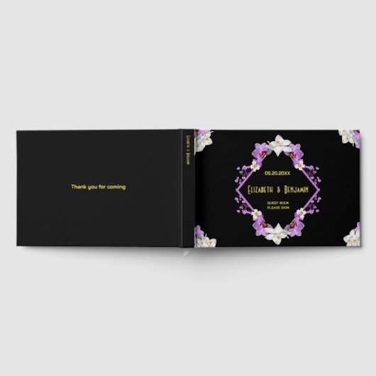 Bloemen Trouwbloemen Waterverf Goud Custom Gastenboek (Volledig)