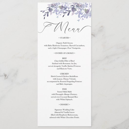Bloemen Trouwdiner Menu (Voorkant)
