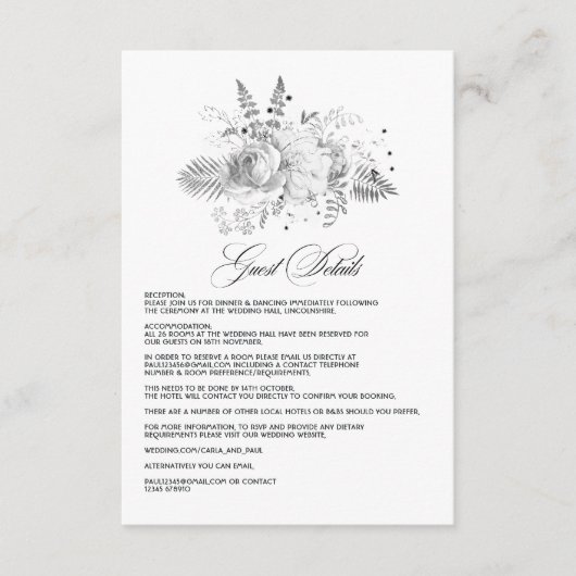 Bloemen Trouwen Gastgegevens Informatiekaartje (Voorkant)