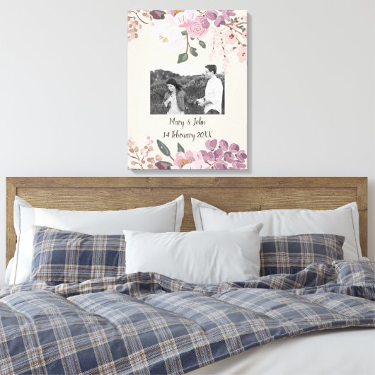 Bloemen Trouwfoto aangepaste tekst Canvas Afdruk (Insitu (Slaapkamer))