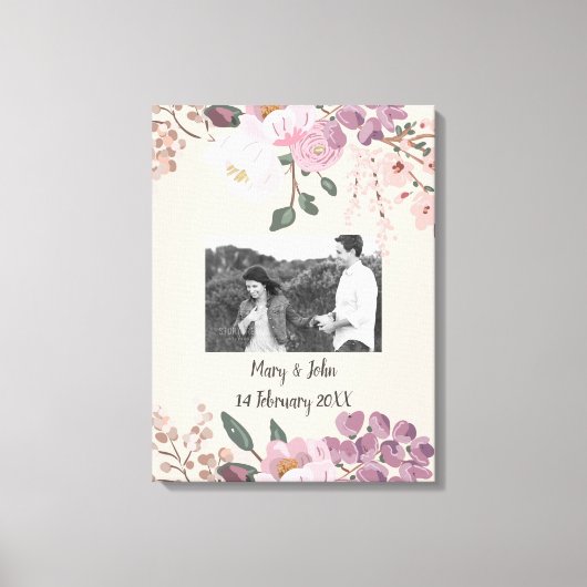 Bloemen Trouwfoto aangepaste tekst Canvas Afdruk (Voorkant)