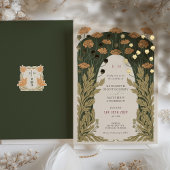 Bloemen Trouwgoud Folie Uitnodiging