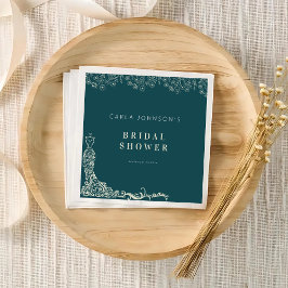 Bloemen trouwjurk vrijgezellenfeest welkomstbord servet