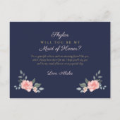 Bloemen trouwjurk zal u worden Maid of Honor Uitnodiging Briefkaart (Achterkant)