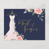 Bloemen trouwjurk zal u worden Maid of Honor Uitnodiging Briefkaart (Voorkant)