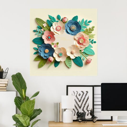 Bloemen trouwkrans poster (Thuiskantoor)