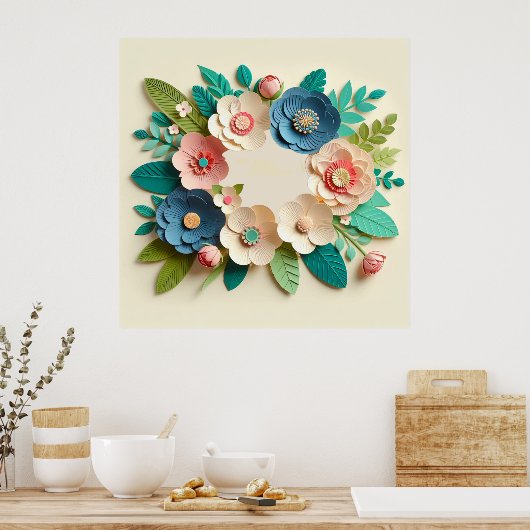 Bloemen trouwkrans poster (Keuken)