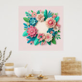 Bloemen trouwkrans poster (Keuken)