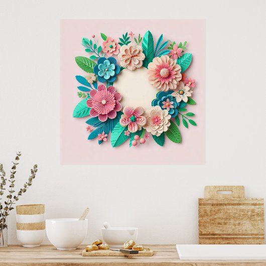 Bloemen trouwkrans poster (Keuken)