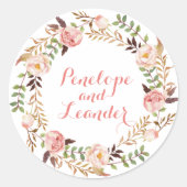 Bloemen Trouwnamen Label Stickers (Voorkant)