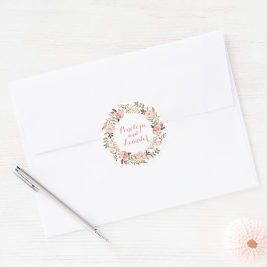 Bloemen Trouwnamen Label Stickers (Envelop)