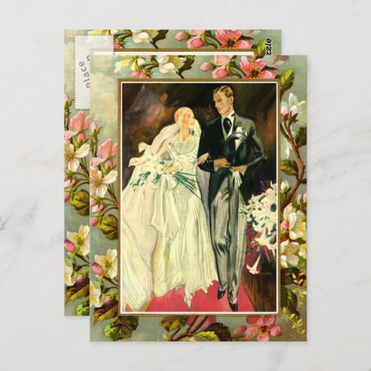 Bloemen Trouwpaar sjabloon Briefkaart (Voorkant / Achterkant)