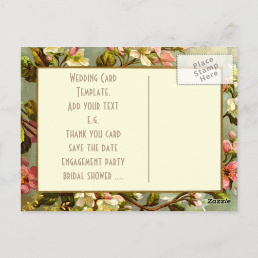 Bloemen Trouwpaar sjabloon Briefkaart (Achterkant)