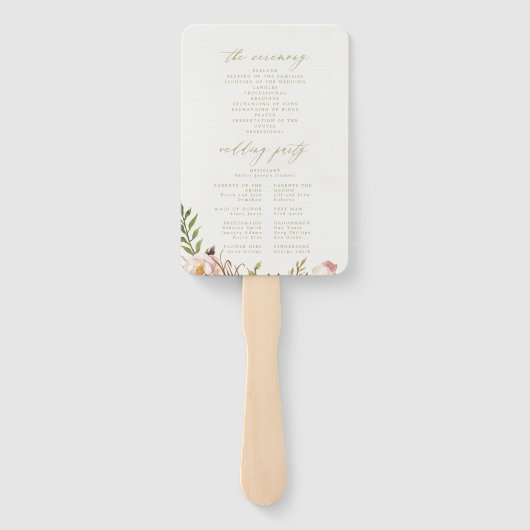 Bloemen Trouwprogramma Hand Fan Handwaaier (Achterkant)