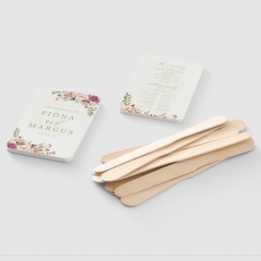 Bloemen Trouwprogramma Hand Fan Handwaaier (Niet-gemonteerd)