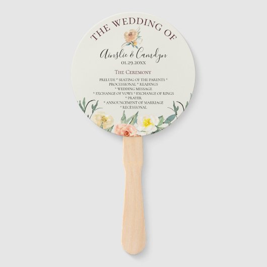  Bloemen Trouwprogramma Hand Fans Handwaaier (Voorkant)