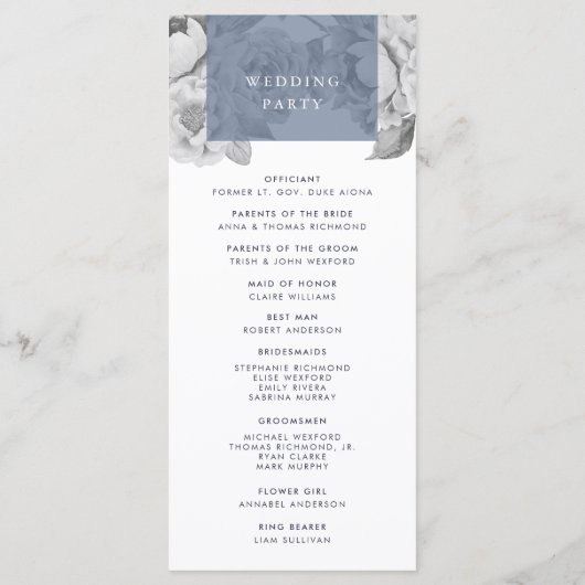  Bloemen Trouwprogramma | leisteen Programmakaart (Achterkant)