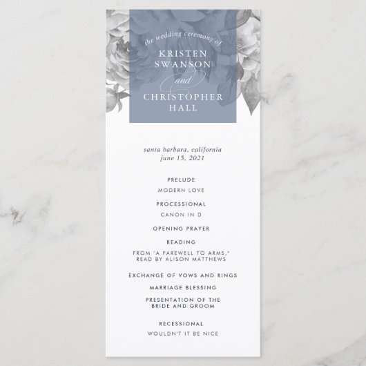 Bloemen Trouwprogramma | leisteen Programmakaart (Voorkant)