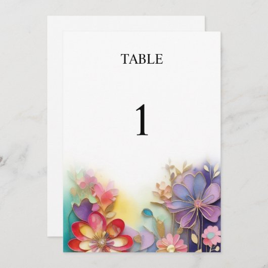 Bloemen trouwtafel nummer kaart (Voorkant / Achterkant)