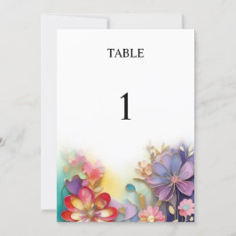 Bloemen trouwtafel nummer kaart