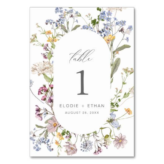 Bloemen Trouwtafel Nummer Kaart Wildflower Boho (Achterkant)