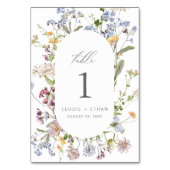 Bloemen Trouwtafel Nummer Kaart Wildflower Boho (Voorkant)