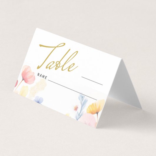 Bloemen Trouwtafel Nummer Plaats Gevouwen Kaart (Voorkant)