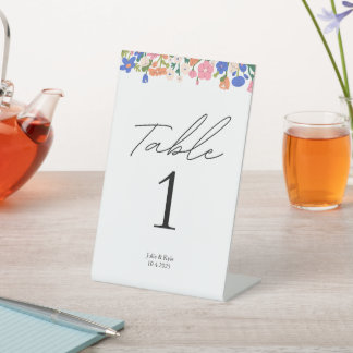Bloemen Trouwtafel Nummer Teken #1 Reclamebord Met Voetstuk