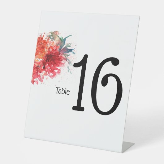 Bloemen Trouwtafel Nummers - Acryl Reclamebord Met Voetstuk (Voorkant)