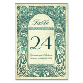 Bloemen Trouwtafel Nummers Turquoise Kaart (Voorkant)