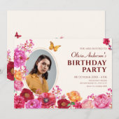 Bloemen tuin bloei lente foto verjaardag kaart (Voorkant / Achterkant)