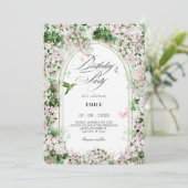 Bloemen tuin boog kunst verf verjaardag kaart (Staand voorkant)