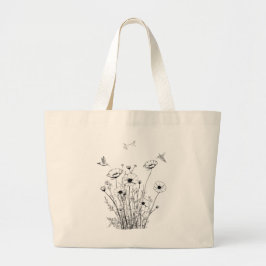 Bloemen tuin in zwart-witte Canvas tas