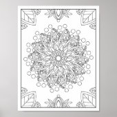 Bloemen Tuin Mandala Kleurplaat Poster (Voorkant)
