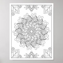 Bloemen Tuin Mandala Kleurplaat Poster