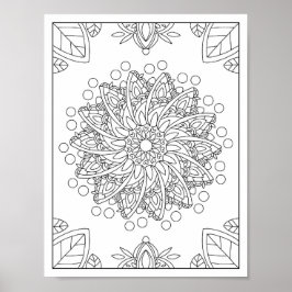 Bloemen Tuin Mandala Kleurplaat Poster