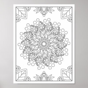 Bloemen Tuin Mandala Kleurplaat Poster