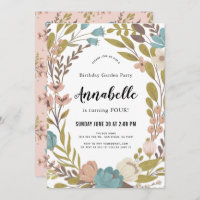 Bloemen Tuin Party Witte Verjaardag Uitnodiging